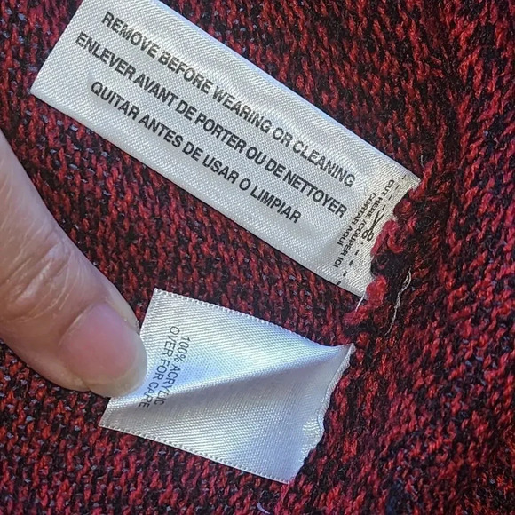 Relativity Sweater Womens Size Large Red Acrylic Fringe Hem Line Short Sleeve - Picture 3 of 9